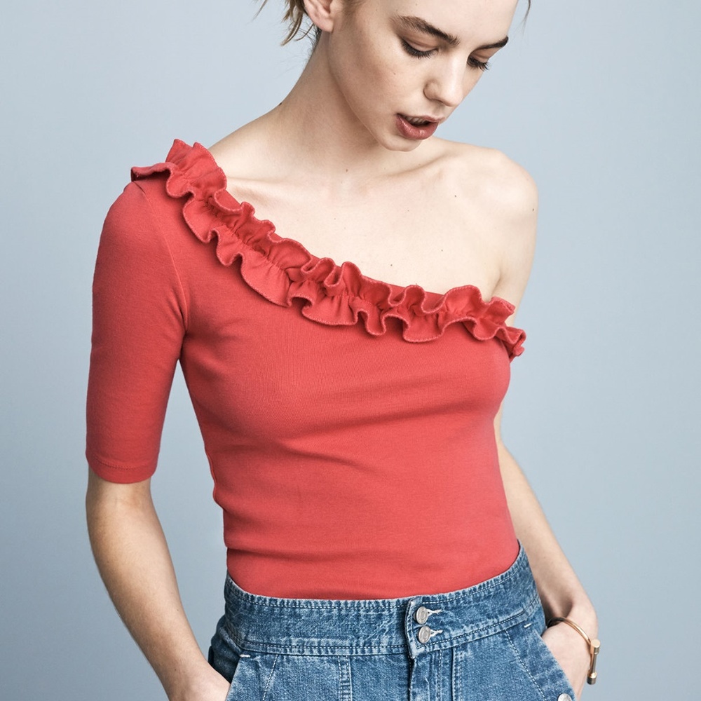 REBECCA TAYLOR LA VIE ONE SHOULDER TOP TEE SHIRT M